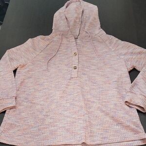 Pink Hooded Sweater 1XL with Buttons And Hood